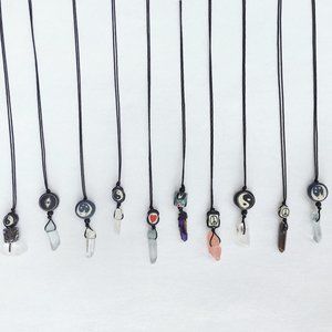 Crystal and polymer clay hippie necklace